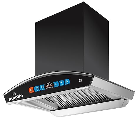 Xifo Brand Maplin Kitchen Chimney SS60-Voice With BLDC Motor Low Noise and 9 Speed Control, Voice Control, Auto Clean, Wave Sensor in 60cm (Black)-image-45