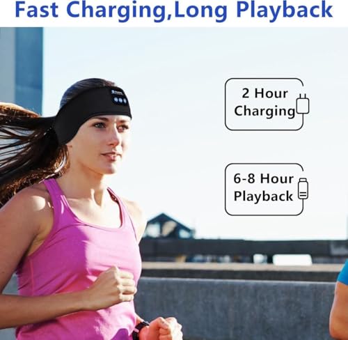Image of Bluetooth Headband Sleep Headphones, Upgraded Soft Sleeping Wireless Music Sport Headbands, Long Time Play Sleeping Headsets with Built in Speakers, Perfect for Workout, Running, Yoga, Black