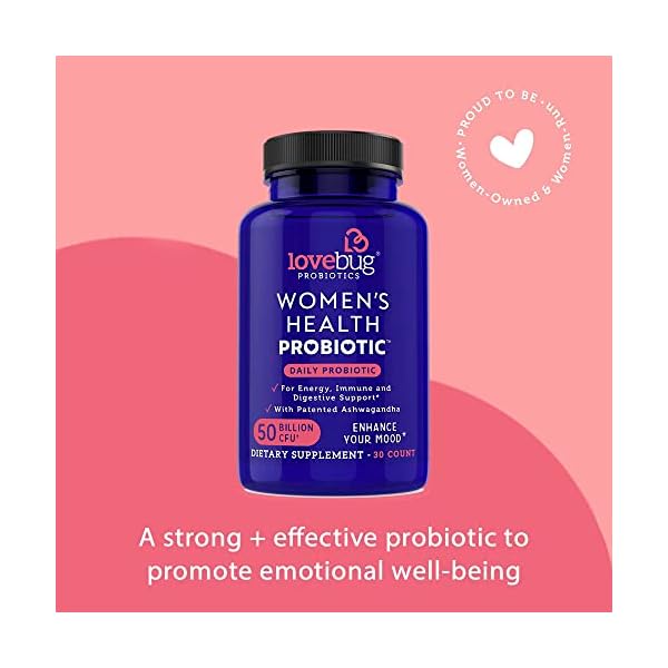 Lovebug Probiotics Tägliches Probiotikum für Frauen, 30 verzögerte Probiotika-Kapseln mit Ashwaganda, Kurkuma und B12… – Bild 5