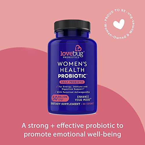 Lovebug Probiotics Tägliches Probiotikum für Frauen, 30 verzögerte Probiotika-Kapseln mit Ashwaganda, Kurkuma und B12… – Bild 5