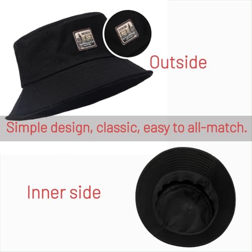 Image of Cotton Bucket Hat for Women Men Summer Travel Sun Beach Bucket Cap, Unisex Outdoor Fisherman Hat