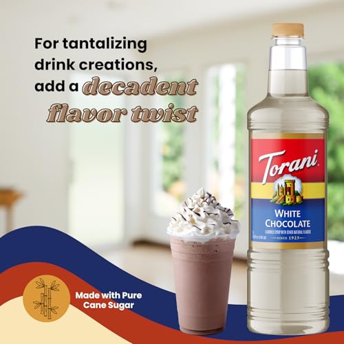 Image of Torani White Chocolate Syrup 1L with Pump - Lattes & Mochas
