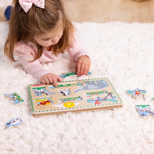 Melissa & Doug - Puzzle Sonore Animaux Zoo 8 Pièces - Jouet en Bois – vue 6