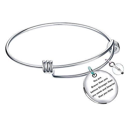 Paris Selection Inspirational Bangle Bracelet Gift- You are Braver Than You Believe