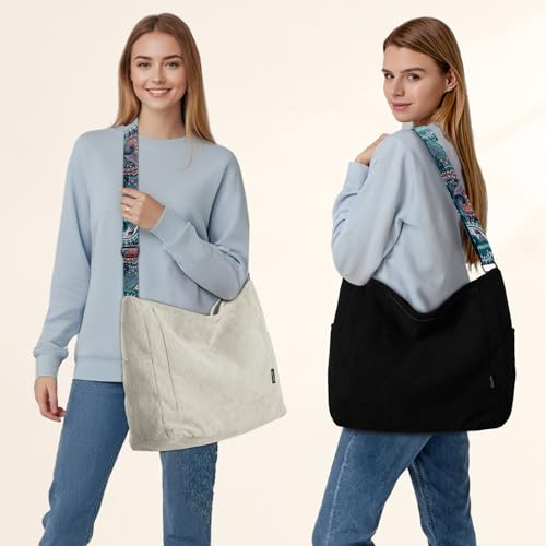 Image of Chase Chic Corduroy Tote Bag for Women, Large Messenger Bag Crossbody Hobo Bag Convertible Shoulder Handbag for Work