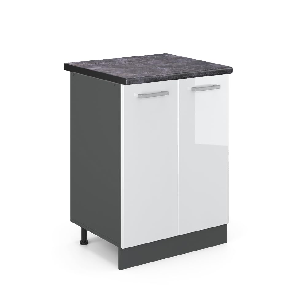 Vicco Mueble bajo de Cocina R-Line, Blanco Alto Brillo, 60 cm