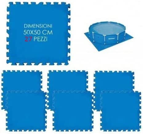 BW Tappeto in Gomma COMPONIBILE Tappetino sotto Piscina cm.50X50 (pz.27) BESTWAY MOD.58220