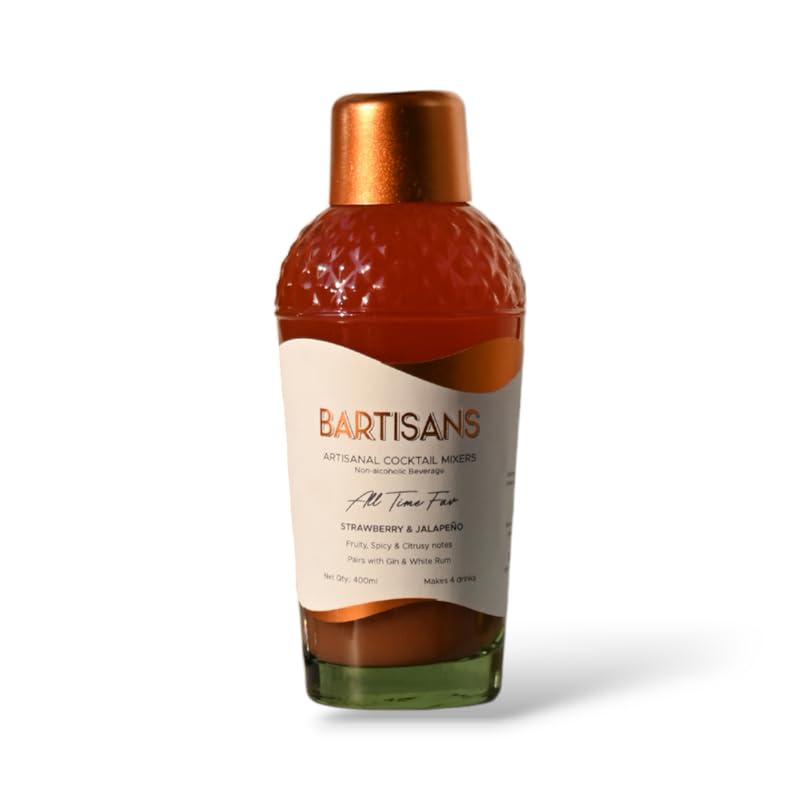 Bartisans All Time Fav Strawberry and Jalapeno Cocktail Mixer 400ml, Alcohol pairing for drinks Whiskey Rum Gin Vodka, Replacement for Tonic Water Fruit Juice Ginger Ale Mojito Syrup Soda Cranberry (B0CQ53Q8G3) Amazon Price History, Amazon Price Tracker