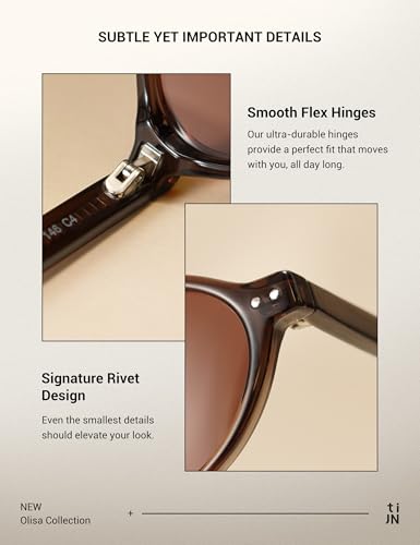 TIJN Olisa Retro Oval Sunglasses for Women Men,Polarized UV Protection Shades,Stylish Frame Sun Glasses,2025 Trendy Sunnies