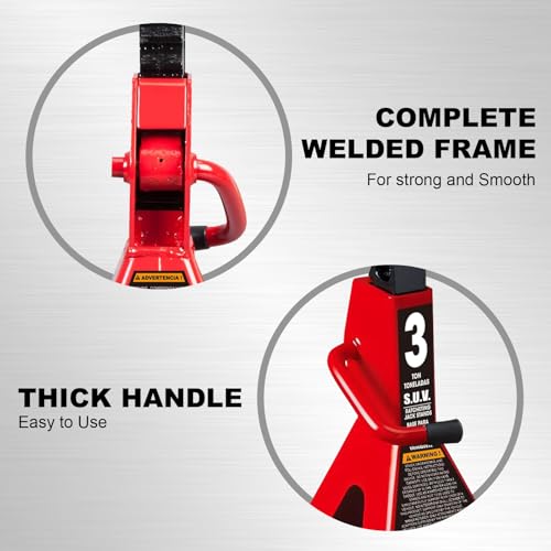 Image of Big RED AT43006UR Steel Jack Stands: 3 Ton (6,000 LBs) Capacity, 2 Pack, RED