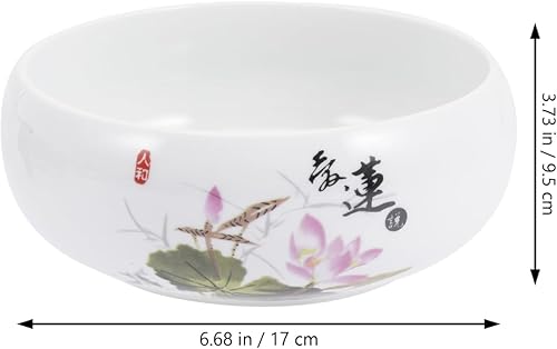 Miniatura 8 de Alipis Tazón de loto de cerámica con base maceta de lirio de agua, maceta hidropónica sin agujeros para exhibición de narciso y bonsái, 6.69 x 6.69