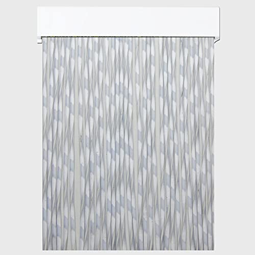 Cortinas Exterior Puerta de Cordon Arae | Material Plastico PVC y Barra Aluminio | Ideal para Terraza y Porche | Antimoscas | Blanco | 210 * 90