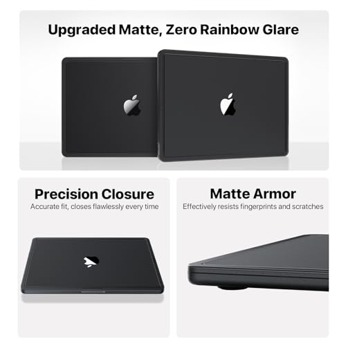 Image of Soonjet Compatible with MacBook Air 13 inch Case M5 M4 M3 M2 2026 2025-2022, Release Model A3449 A3240 A3113 A2681, [Anti-Crack Upgrade] Hard Shell Laptop Cover for MacBook Air 13.6 inch - Space Black