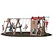 Step2 Naturally Playful Adventure Lodge Play Center with Glider, Kids Outdoor Playset, Two Tier Backyard Playground Set, Slide, Swings, Rope Ladder, Basketball Hoop, Jungle Gym, Children 3-8 Years Old
