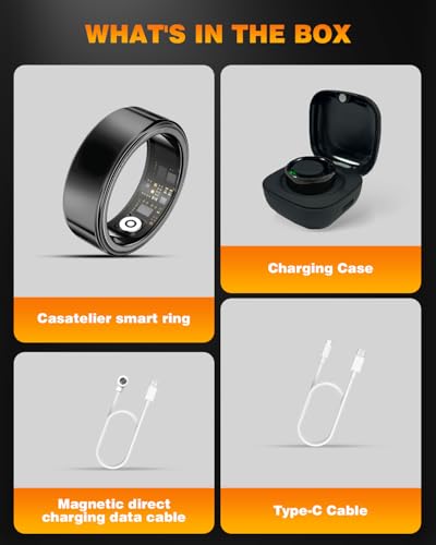 Image of Smart Ring Health Tracker with Charging Case,Sleep,Heart Rate & Blood Oxygen Monitor, 5ATM+IP68 Waterproof Fitness Ring, No Subscription,3-7Day Battery,iOS & Android Compatible for Men Women Black 9#
