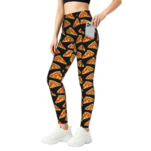 Pantalon de yoga ample à motif pizza amusant, coupe longue et fluide