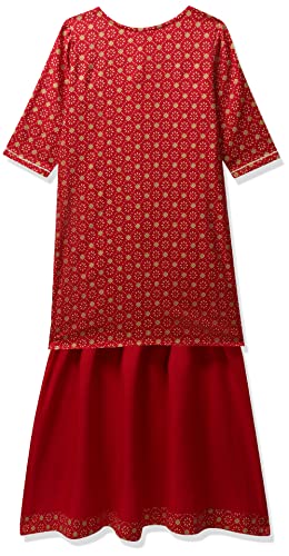 Image of Amazon Brand - Jam & Honey Rayon Girl Festive Printed Salwar Suit Set Which Is Both Comfortable And Stylish