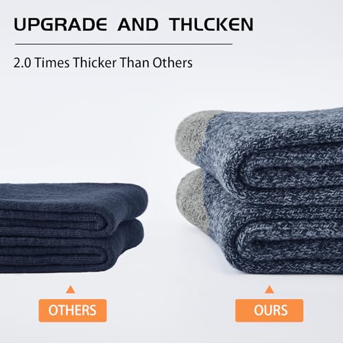J-BOX Wool Socks for Men Cold Weather Thermal, Warm Crew Winter, Thick Hiking Socks 4 Pairs2