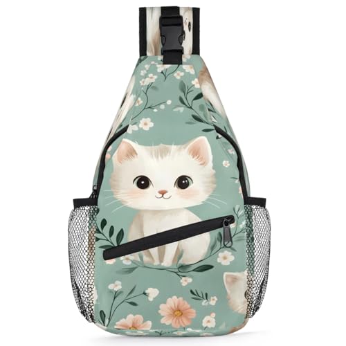 Bolsa bandolera unisex con gato para senderismo y viaje
