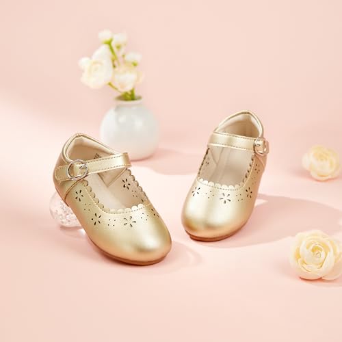 Image of PHIRAMIN Toddler Flower Girl Dress Shoes - Little Girl Mary Janes Flats Wedding