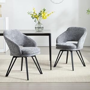 Wahson Moderne eetkamerstoelen, set van 2 draaibare keukenstoelen met armleuning, gestoffeerde hoekstoelen, vrijetijdsstoelen voor eetkamer/woonkamer
