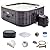 Intex PureSpa Plus Greystone Inflatable Square Outdoor Hot Tub Spa, 83" x 28" with PureSpa Maintenance Accessory Brush, Skimmer, and Scrubber Kit