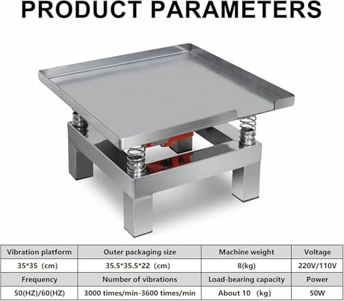 Mesa Vibradora para Hormigón, Plataforma Vibratoria de 10 kg de Capacidad de Carga, 35,5 x 35,5 cm, Motor de Cobre Puro, 220 V miniatura 7
