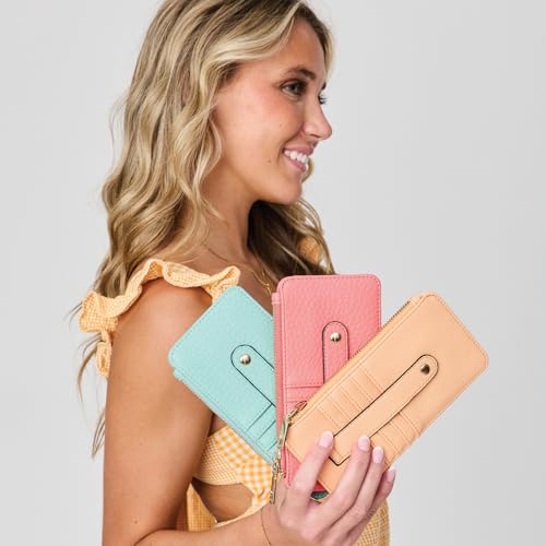 JEN & CO. Saige Slim Wallet Women Vegan Leather Credit Card Holder Coin Purse for Women with Zipper Change Pouch (Pearl)2