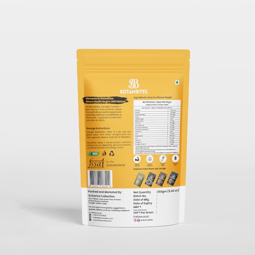 Image of BOTANBITES Sunflower Seeds 500g | High in Fibre & Low in Carb | Protein-Rich Superfood Snack | Surajmukhi Beej | Rich in Omega-6, Zinc, Iron & Vitamin E | Antioxidant-Rich Healthy Snack for Fat Loss (500g)