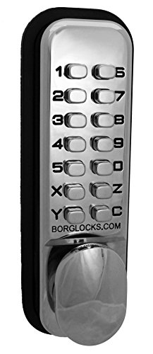 Borg 2201 Digital Push Button Door Lock With Holdback In Polished Chrome