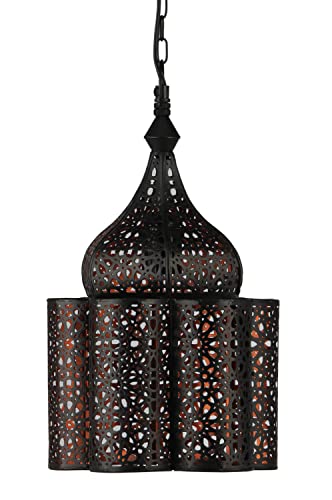 Lámpara de techo oriental Feryal negra 37 cm E27 portalámparas | Lámpara colgante de diseño marroquí de Marruecos | Lámparas orientales para salón, cocina o para colgar sobre la mesa del comedor