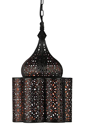 Marrakesch Lampe orientale pendante Feryal Noir 35cm E27 Douille | Plafonnier Lustre de Salon marocain oriental | Lanterne électrique indienne Vintage design...