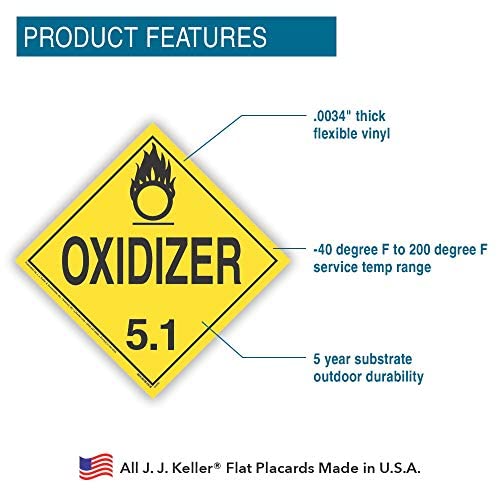 Amazon.com: Division 5.1 Oxidizer Placard, Worded 25-pk