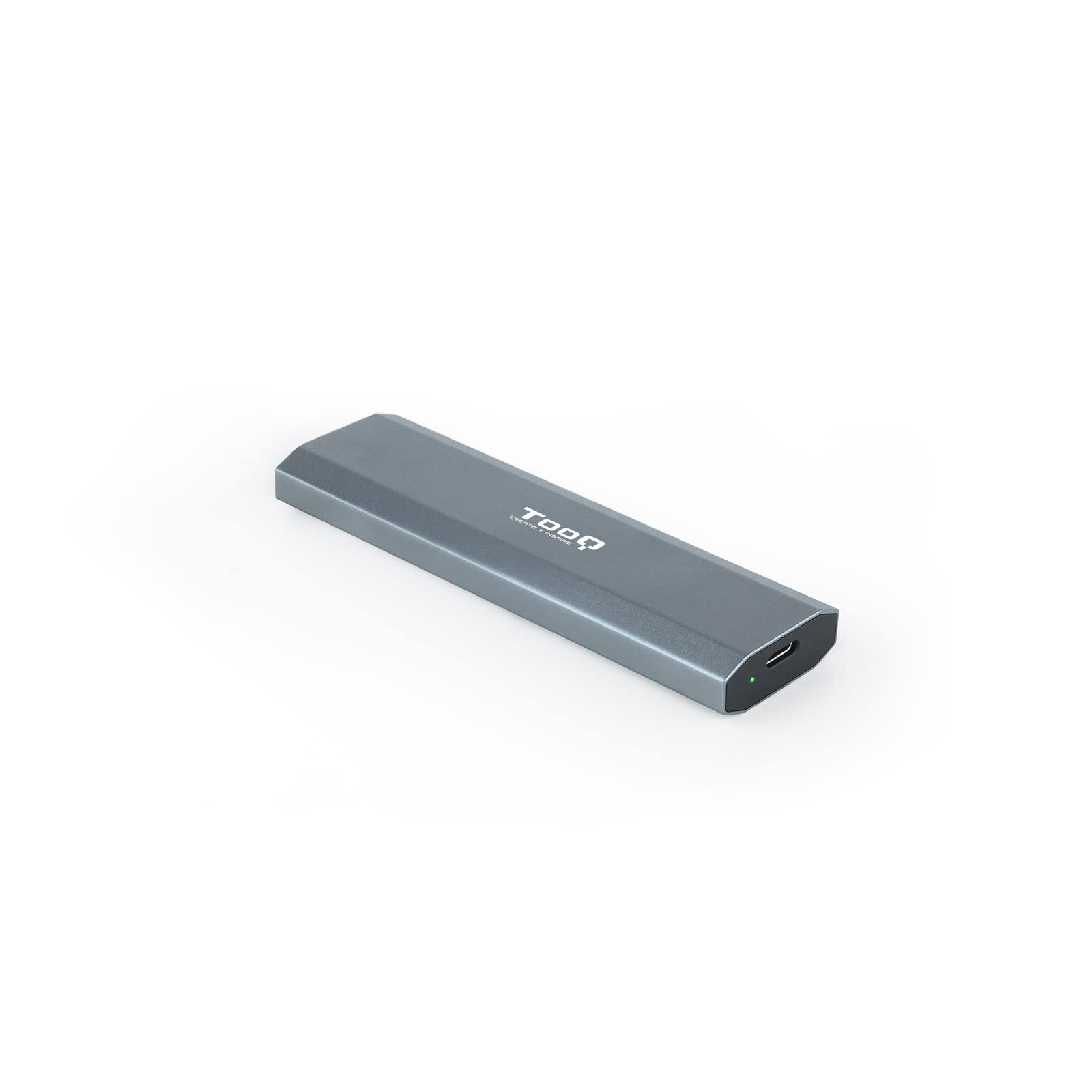 TOOQ TQE-2223G obudowa do dysku SSD M.2 NVMe PCIe, złącze USB-C (USB 3.1 Gen2 10 Gb/s), aluminium, łatwe otwieranie, kolor szary, 42 g.