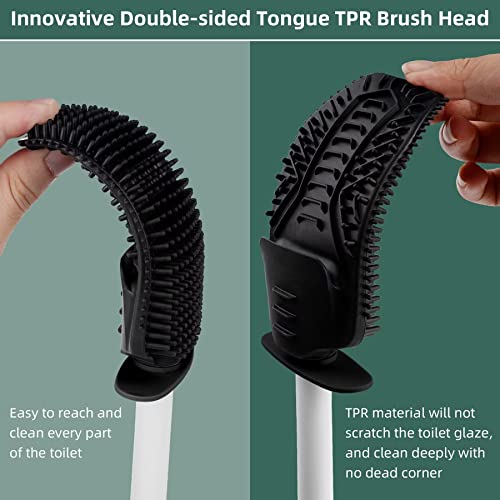 Hibbent 3 Pack Toilet Brush With Ventilated Drying Holder, Silicone Toilet Bowl Brush Bathroom Cleaning Bowl Brush Kit Sturdy Cleaning Toilet Brush, Floor Standing & Wall Mounted,Black #TOP1