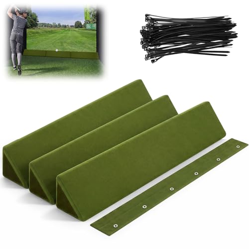 VercanMonth 3 Pcs 39 Inch Golf Enclosure Triangle Bumpers Connectable Design Rebound Golfs Ball Impact-Absorbing Safety Padding Golf Simulator Accessories for Simulator Bottom Edges or Poles(Green)