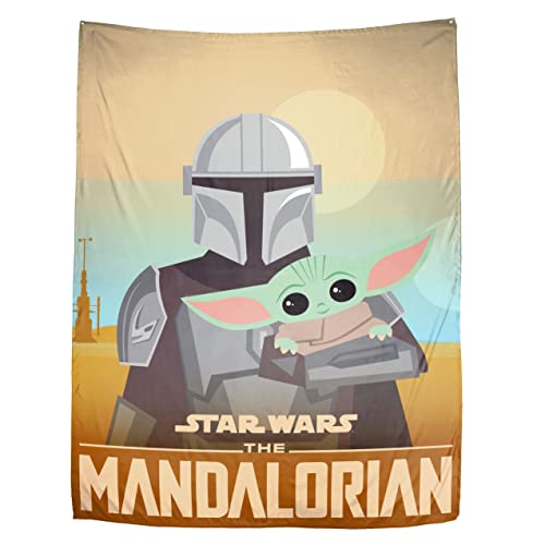 Jay Franco Star Wars The Mandalorian He's With Me Tapestry – 60 X 80 Inch Wall Hanging Features Baby Yoda Grogu – Kids Room Décor (Official Star Wars Product) #TOP1