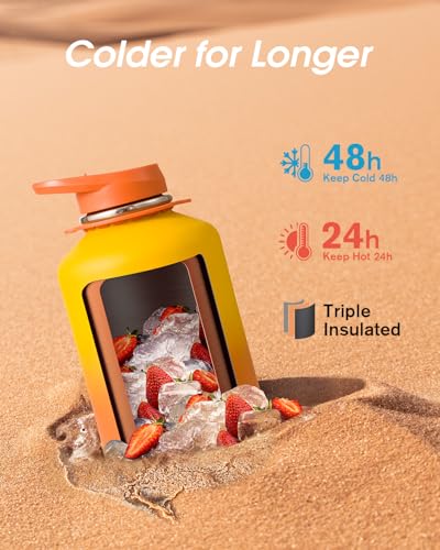 Image of Coolflask Half Gallon Water Bottle Insulated Stainless Steel with Strap