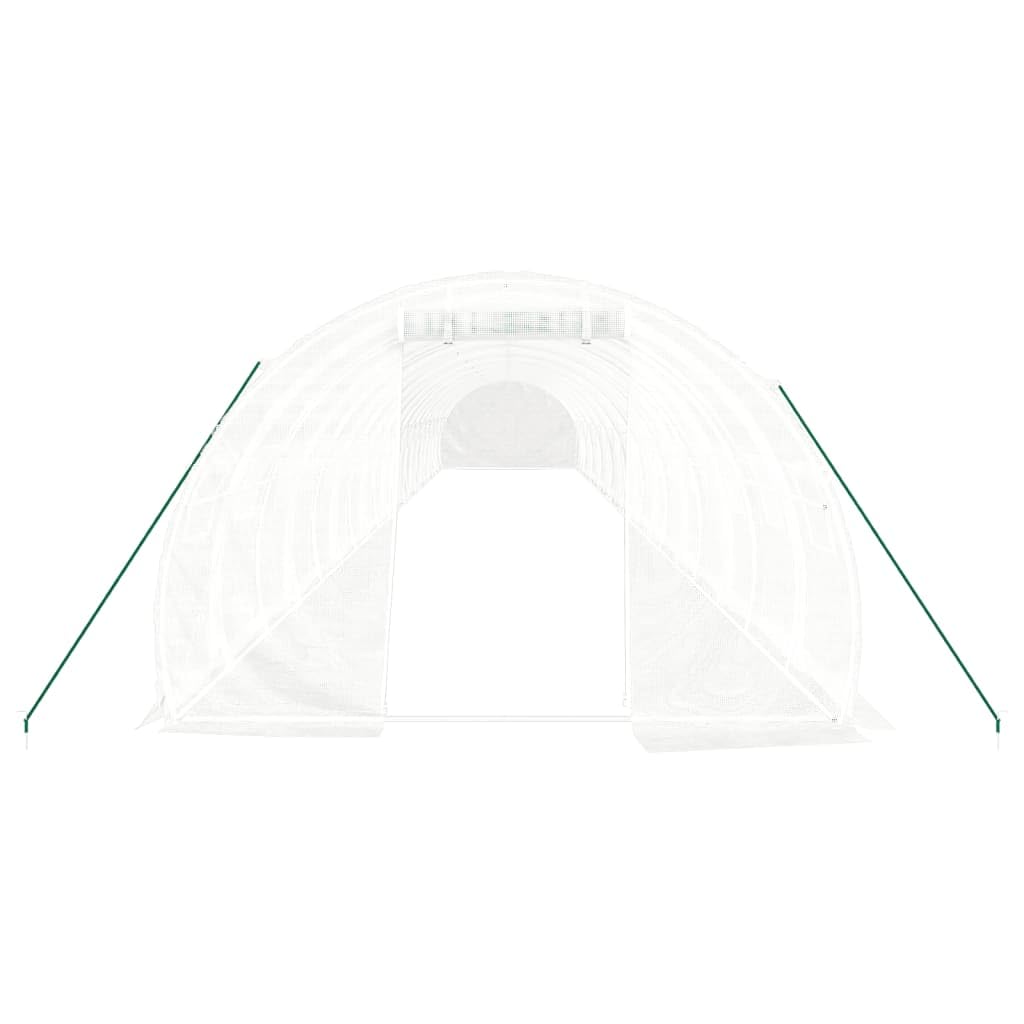 Homgoday Invernadero con Estructura de Acero Blanco 60 m² 20x3x2 m, Invernadero Caseta Jardín Terraza Plantas Semilla Cultivo Huerto Verduras Cubierta Casero