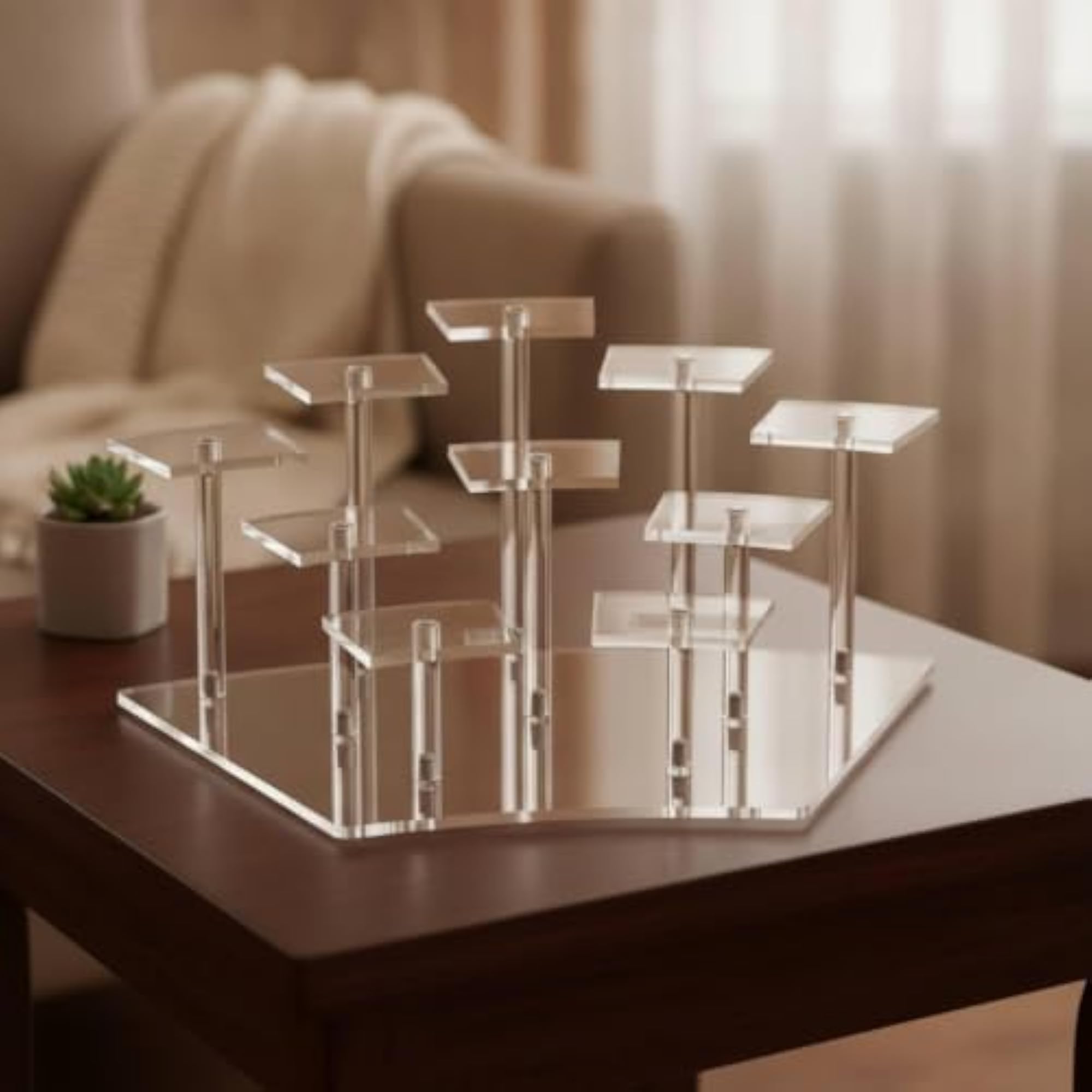 Acrylic Curved Display Rack Tabletop Figurine Organizer