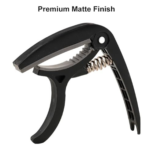 Image of Kadence CAP-HG3 Jamming Series Guitar Capo | Trigger Style with Bridge Pin Remover & Integrated Pick Holder | 3 Hostile-Grip Picks | Nylon Grade 6 | For Acoustic, Electric & Classical Guitar | Black