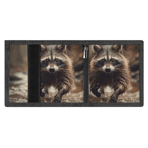 Raccoon Walking in Water Trifold Wallet for Men - Money Clip Slim Wallets with Multiple Card Slots Minimalist Small Front Pocket Wallet for Everyday Carry4