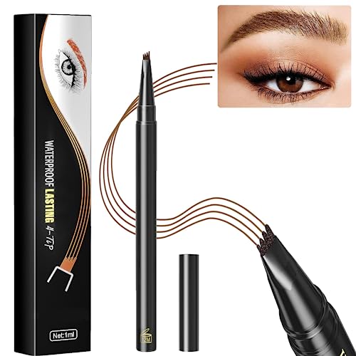 HOUSN Lapiz Cejas, Lápiz de Cejas Líquido, 4 Puntas Lápiz Cejas Impermeable, Lapiz Cejas Microblading, Lapiz de Cejas Waterproof, Larga Duración a Prueba de Manchas