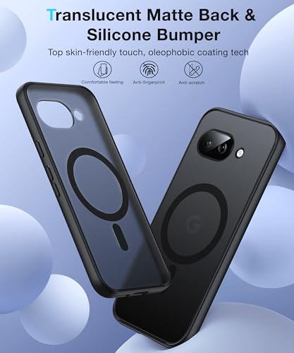 Image of FNDMIL[NO.1 Magnetic for Google Pixel 9a Case with MagSafe[Military Grade Drop Tested][Translucent Matte][Anti-Fingerprint] Soft Silicone Bumper for Google Pixel 9a Phone Case, Black