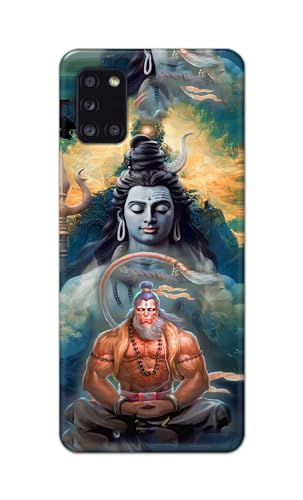 Image of Plastic Printfidaa Printed Hard Back Cover Case For Samsung Galaxy A31 Back Cover (Lord Shiva And Hanuma) -112,Multicolor