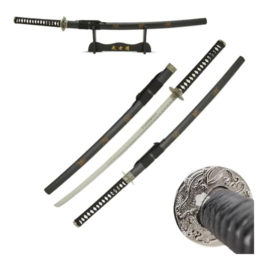 BladesUSA - Sword of Loyalty, Courage and Morality w/ Hand Carved Samurai Bushido Code on Scabbard, Includes Display Stand - SW-319