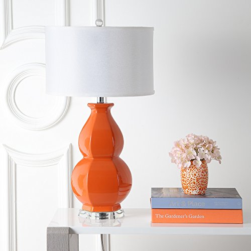 Lámpara de mesa Safavieh Juniper base naranja y pantalla blanca miniatura 5