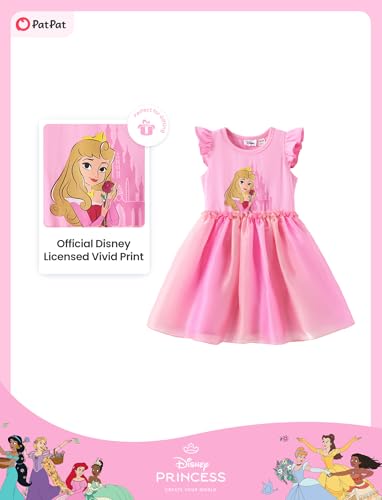 Image of Disney Princess Frozen Elsa Minnie Stitch Toddler Girl Tulle Tutu Dress Ruffle Sleeve Mesh Summer Birthday Party Clothes 2-9Y
