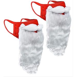 Encased (2 Pack) Face Mask Funny Bearded Holiday Santa Costume for Adults for Christmas 2023 (One size fits all)