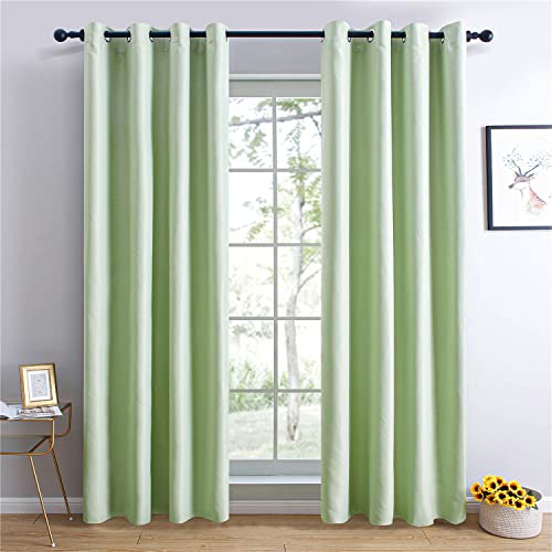 GREATOYAR Cortinas Opacas Térmicas Aislantes, Juego de Cortinas, 1 Panel, Cortinas para Salón Habitación Oficina, Acustica y Antiruido, Cortina Protección Solar y Anti Luz, 140x260cm, Verde Claro